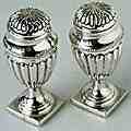 Antique silver peppers, pair