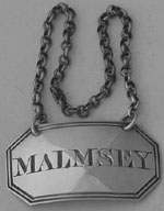 George IV rectangular canted corners threaded wine label MALMSEY London 1830 William Knight