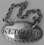 George III navette shape wrigglework sauce label KETCHUP John Holloway London 1780