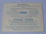 Edward VII business card Kishan Shand jeweller Delhi Simla