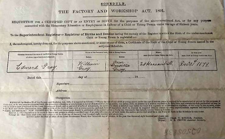 Edward Gray under-16 certificate