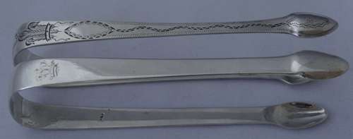 2 pairs sugar-tongs with Prince of Wales feathers motif